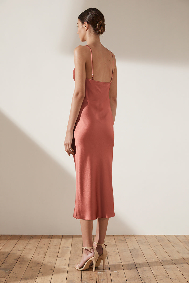 ADONIS BIAS SLIP MIDI DRESS - TERRACOTTA
