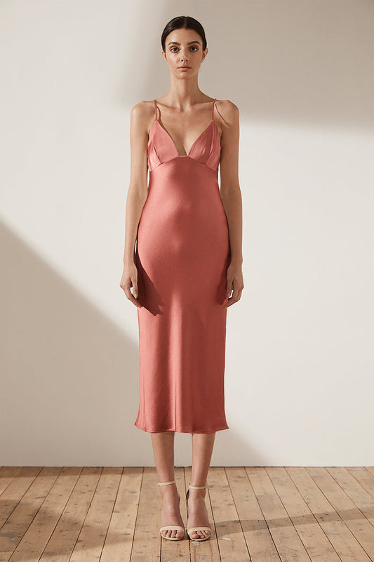 ADONIS BIAS SLIP MIDI DRESS - TERRACOTTA